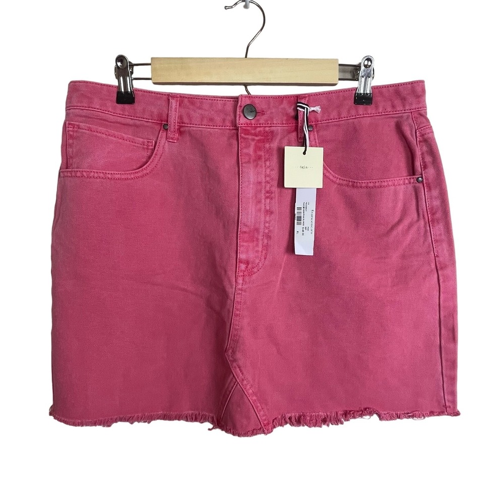 Tgla Women's Mini Skirt – Size XL – Pink Denim – NWT